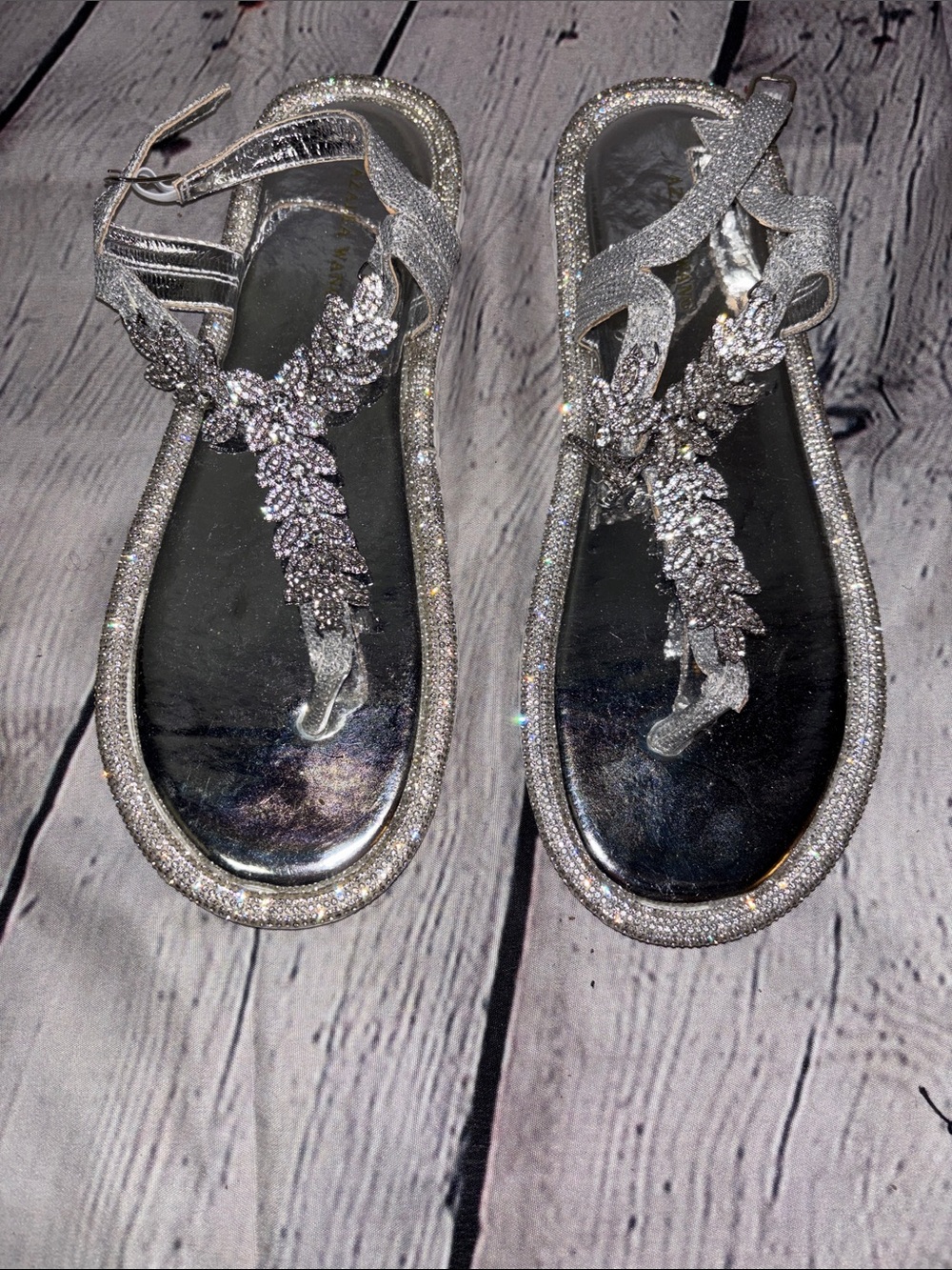 Silver Crystal Embellished Women's Sandals